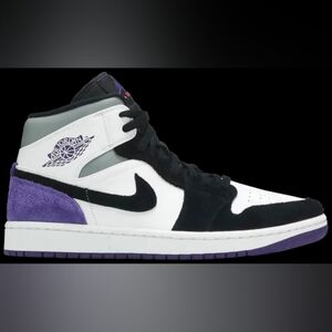 Jordan Men's Black, White, and Purple Sneakers
